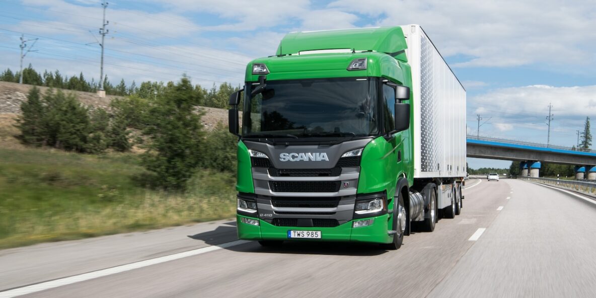 A Scania biogas truck