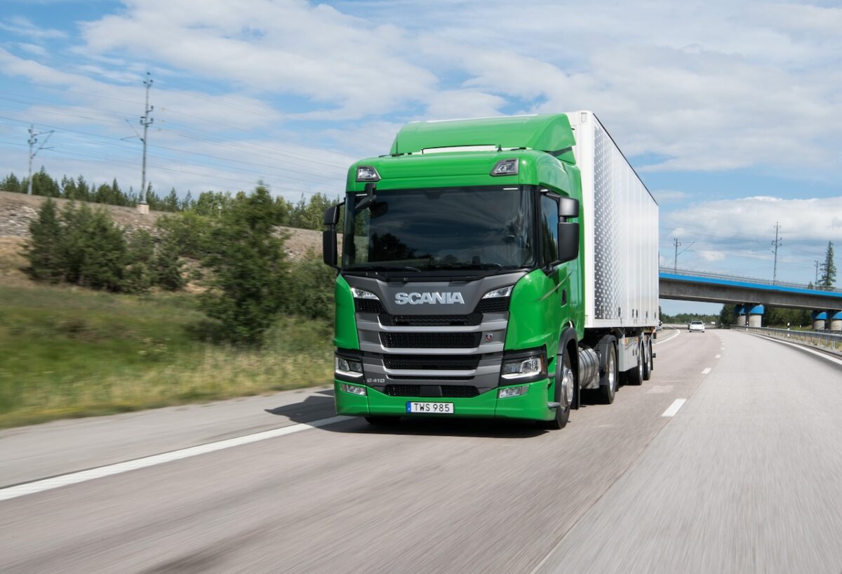 A Scania biogas truck